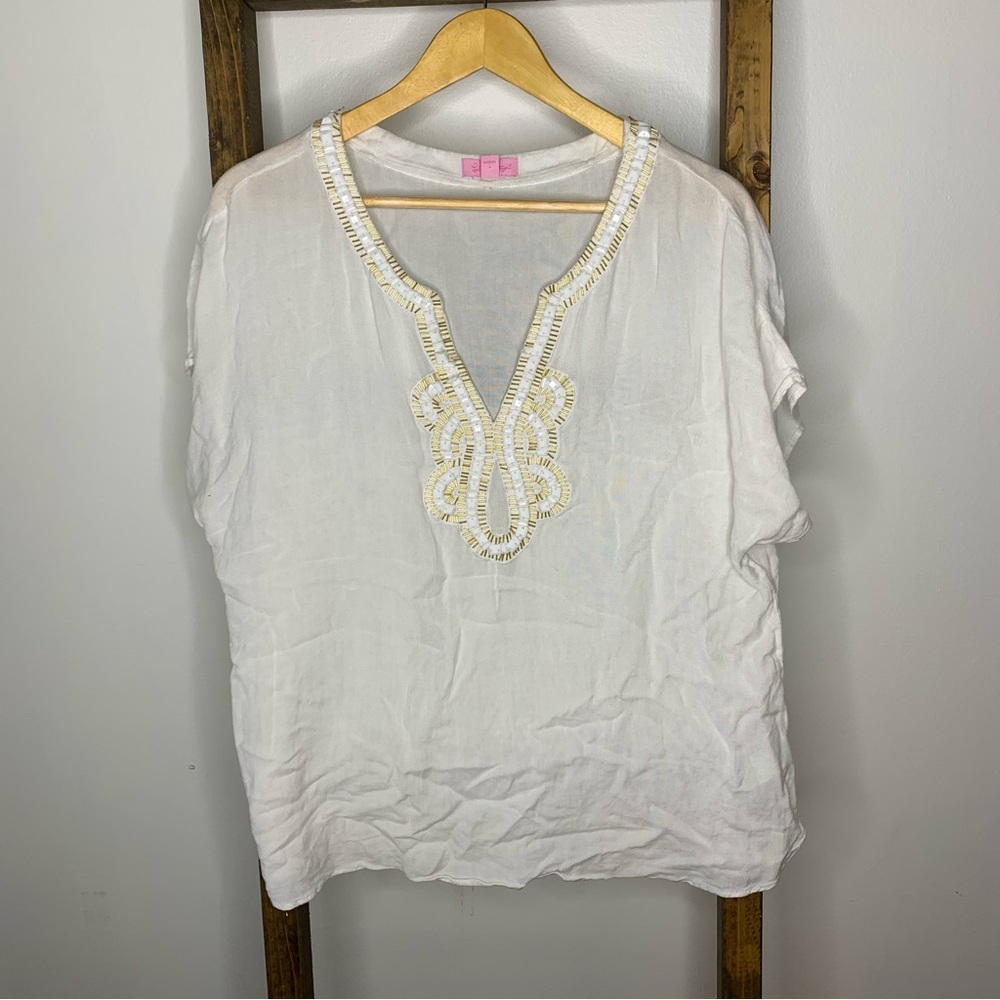 Lilly Pulitzer Valencia Embellished Beaded Top size L
